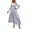 fdsmall Women's Floral Boho Midi Dress Long Sleeve V Neck Flowy Casual Dress Elastic Hight WAIS A-Line Beach Maxi Dresses (UK, Alpha, M, Regular, Regular, White)