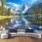 JEDTAKCT Papier Peint Panoramique Lac Montagnes 350X256Cm - Décoration Papier Peint Intissé Moderne – Tapisserie Murale Tableaux Muraux Pour Chambre Salon - Paysage Naturel