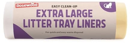 Rosewood Extra-Large Litter Tray Liners - Roll of 20 Cat Litter Box Liners with Drawstring Handles - Easy Clean-Up, Fits Most Large Trays, Mess-Free Pet Waste Disposal
