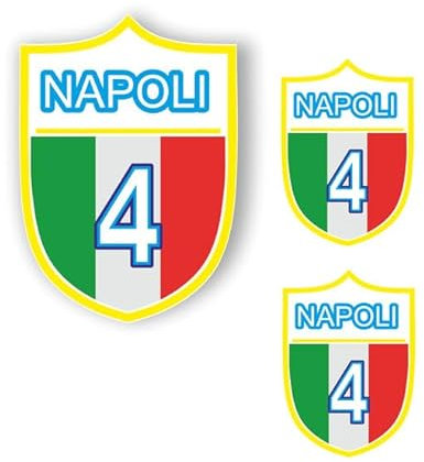 AMA SHOP Aufkleber Napoli Campioni D'Italia Modell 1 | 4. Wappen | Aufkleber für Helm, Motorrad, Wohnmobil | + 2 Aufkleber à 10 cm pro Stück | 14 cm
