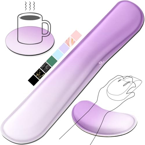 Gimars Aggiornamento Poggia Polsi Mouse Tastiera, Schiuma Memoria Gel Ergonomica Supporto Mouse, Poggiapolsi Tastiera per Alleviare il Dolore da Digitazione Gaming Ufficio PC Computer, Gradiente Viola