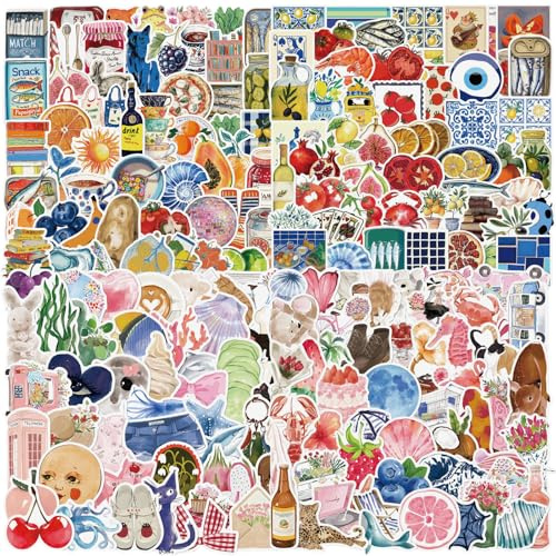 HTTDSLF 200pcs Pegatinas Aesthetic Aesthetic, Vintage Pegatinas, Pegatinas Scrapbooking Vintage, Stickers Impermeables, para cuaderno, botellas de agua, monopatín, Diario
