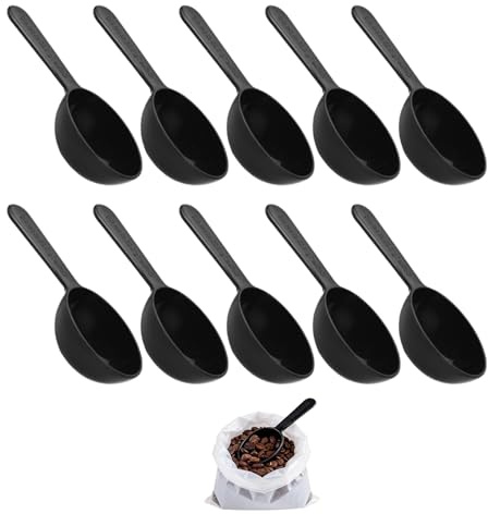 10 Pcs Black Measuring Plastic Spoons Set - Reusable Plastic Scoop, Washing Powder Scoop, Protein Scoop, Durable Coffee Scoop for Liquids, Food, Home, Kitchen