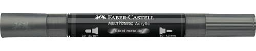 Faber-Castell Multimark Acrylic Dual Marker Color 297, Steel Metallic, Art Set Supplies Acrylmarker auf Wasserbasis, doppelseitig, fette & feine Spitze, Kunstmarker, Malstifte, Textmarker
