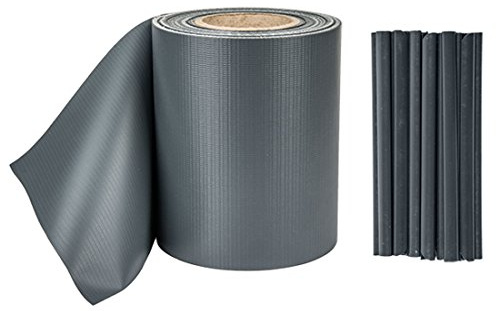 Bradas Sichtschutzstreifen 19 cm x 35 m Sichtschutzfolie Zaunfolie inkl. 20 Befestigungsclips - grau