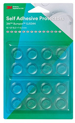 3M Bumpon SJ5344BL Elastikpuffer Mini-Pack, Transparent | 16 Stück, 19,1 x 4,1 mm, Klebstoff Acrylat, dämpfen Vibrationen und Geräusche, hohe Rutschfestigkeit