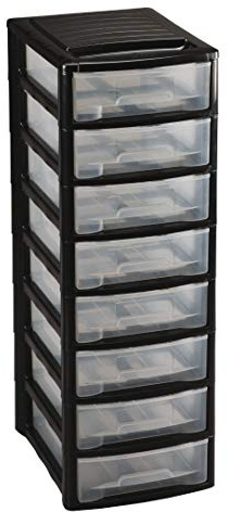 M home by Mazzei Mondex XL Schubladenbox DIN A4 Box mit 8 Schubladen aus Kunststoff PLS6138R Organizer für Büro Schreibtisch Ablage transparent