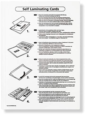 Kaltlaminiertaschen selbstklebend, Laminierfolien aus PET zum Versiegeln und Schützen von Fotos, Speisekarten etc. ohne Laminiergerät, 5er-Set, je 225 mm x 312 mm für A4, transparent