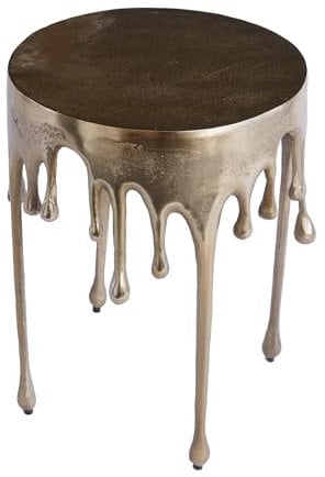 invicta INTERIOR Moderner Beistelltisch Liquid LINE 51cm Gold Tropfen-Design Couchtisch Wohnzimmertisch