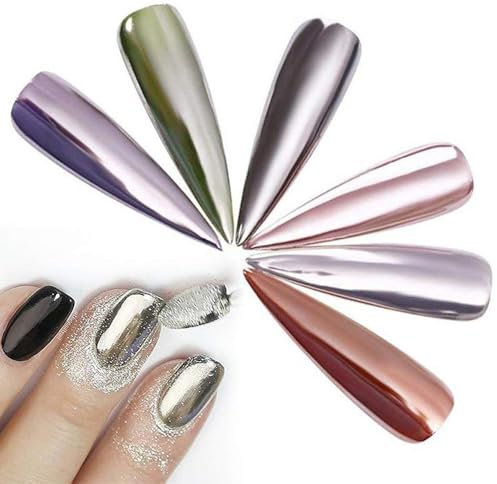 1 Piece Mermaid Nail Glitter Powder Pearl Shell Shimmer Powder Glimmer Dust Shimmer Laser Glitters Nail Art Decorations Champaign Gold Holographic Nail Flakes Rainbow Pink (Silver)