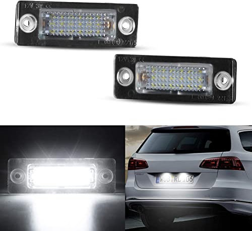 OZ-LAMPE LED Kennzeichenbeleuchtung für V-W Caddy 2K Golf Plus 5M1 Jetta 1K2 Passat Limousine 3bg Passat Variant 3C B6 T5 7H 7J Touran 1T1 1T2 1T3, Kennzeichen CANBus Nummernschildbeleuchtung 2 Stücke