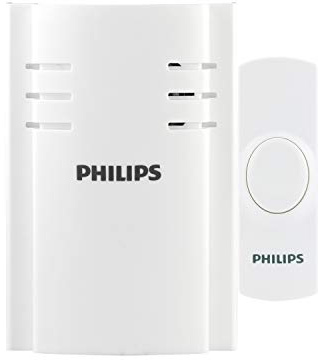 Philips Wireless Doorbell Kit, Plug-In Reciever, 1 Push Button, 2 Melodies