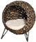 PawHut Panier Chat lit surélevé Chat Cosy Niche Grotte Grand Confort dim. Ø 52 x 58H cm Coussin Moelleux Beige Inclus résine tressée Imitation rotin Marron