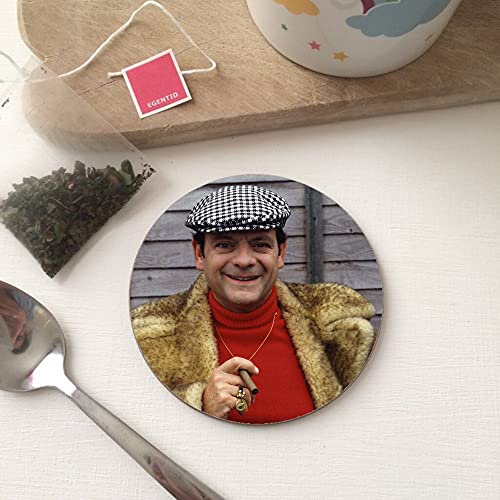 BigBazza Round Circle Wood Gift Coaster Coffee Tea Office Kitchen Novelty Cup Work Mug - Retro Del Boy Only Fools Horses Tv Show inspired