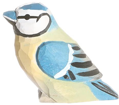 Wudimals - 41015 - Vögel, Blaumeise, Holz, handgeschnitzt, handbemalt, 4,8cm x 4,3cm