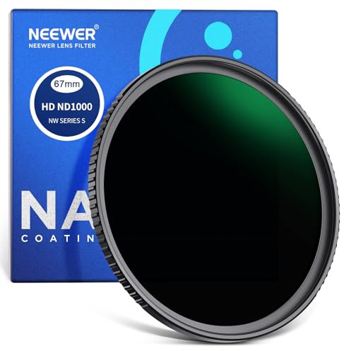 NEEWER 67mm Graufilter ND1000 (10 Stops) ND Filter mit Nanobeschichtungen/optisch HD Glas/ultradünner Matter schwarzer Rahmen Neutral Dichte Graufilter