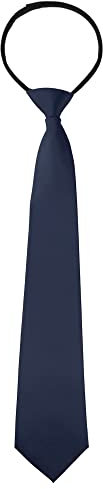 Allegra K Herren Vorgebundene Verstellbare Reißverschluss Einfarbig Tie Krawatte Dunkelblau lang One Size