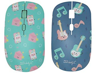 Mr Wonderful Wondee Pack de Ratón Inalámbrico con 2 Carcasas Intercambiables de Guitarras diseño