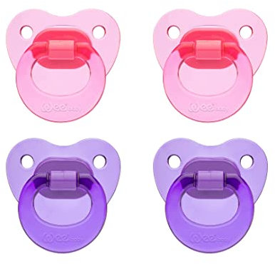 Wee Baby Ciucci per bebè (confezione da 4) | Ciuccio resistente e vibrante con tettarella in silicone per denti sani | Ciucci per neonati con fori per evitare irritazioni | Ciucci per bebè senza BPA