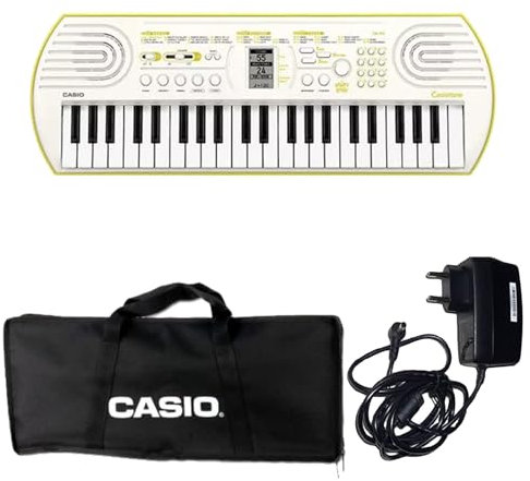 Casio SA-80 Tastiera Digitale a 44 Tasti, Bianco/Giallo Limone, Borsa da Trasporto, Alimentatore