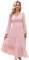 KOJOOIN Robe de soirée longue élégante pour femme - Robe de cocktail tunique - Robe de loisirs - Col en V - Manches longues, Rose, L