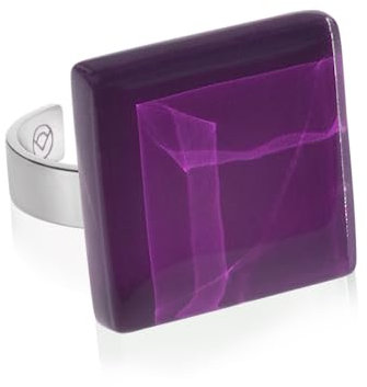 Statement Ring mit Stein lila (20mm) • Geburtsstein Schmuck Geometrisch • Edelstahlring größenverstellbar (min. Ø 19mm) • handgemacht & nachhaltig