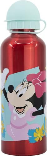 Disney Borraccia rosa per bambine in alluminio Minnie Topolina 530 ml con beccuccio e tappo di sicurezza