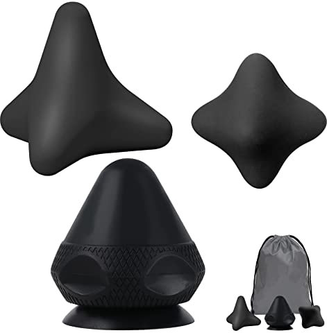 RYMALL Triggerpunkt - Aparato de masaje (3 unidades, sin dolor, con ventosa y bolsa para dolores musculares y tensiones, osteopresión, masajeador para automasaje (negro)