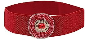 QUEEN HELENA Cinturón Elástico Mujer CI014-3 Rojo, Talla única