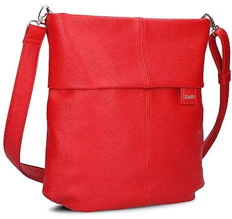 Zwei Damen Handtasche Mademoiselle.M M12 Umhängetasche 7 Liter Crossbody Bag, Schultertasche in DIN-A4-Größe, Schlüsselring, Geheimfach, inkl. extra kurzen abnehmbaren Schultergurt (cherry)