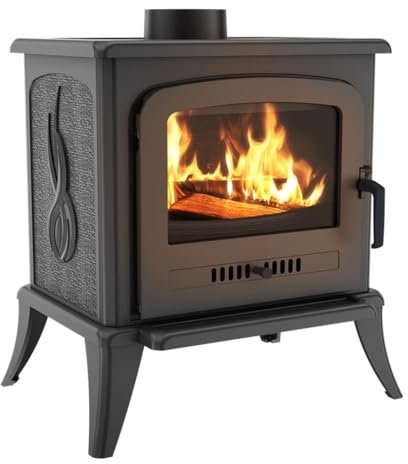 KRATKI KOZA K7 stufa a legna in ghisa 5 kW con uscita fumi Ø130 mm e Turbofan - gamma di potenza 3-8 kW, certificata Ecodesign, classe energetica A - stufa economica vintage per casa o soggiorno