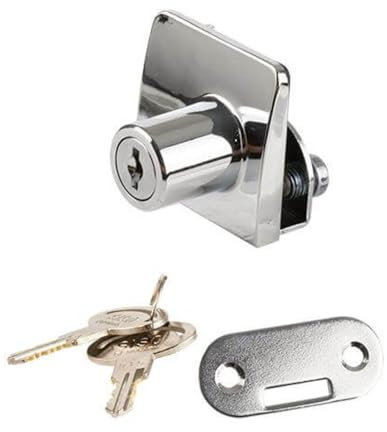 Gedotec Cerradura de puerta de cristal cromado pulido para puertas dobles, herrajes para puertas de cristal de grosor 4-6 mm SQUARE I Cerradura de vitrina de alta calidad I Cerradura para puerta