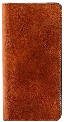 Time Resistance Cognac Braun Leder Anzug Geldbörse – Vollnarbenleder Geldbeutel hergestellt in Italien – Schlankes Portemonnaie – 100% Leder Brusttasche – Hohes Billfold-Kartenetui – Slim Suit Wallet