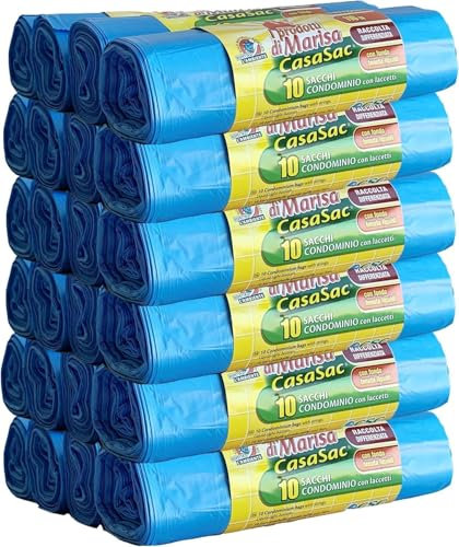 CSC - Sac Poubelle 110L avec Lacets, 240 Pièces, Sac Tri Sélectif Intérieur et Extérieur 70x110cm, Anti-Goutte et Anti-Perforation - Sacs à Déchets Grands et Résistants, 24 Rouleaux, Bleu Clair