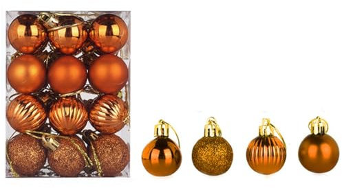 24 Stück Weihnachtskugeln Set 3cm Weihnachtskugel Christbaumkugeln, Weihnachtsbaum Kugel Dekoration Weihnachtskugeln für Weihnachtsbaum, Hochzeit, Partys, Wohnkultur, DIY Dekoration (A#orange)