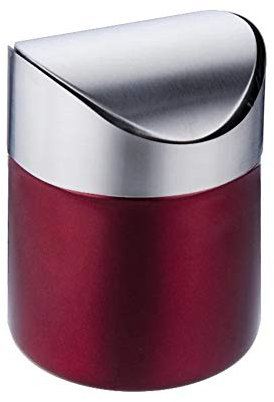 ONDIAN CHUNCIN - Waste Recycling Rubbish Bin Mini Stainless Steel Waste Bin for Coffee Pods and Tea Bags, Swing Lid Kitchen Bin,Red (Color : Red)