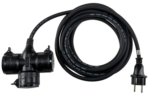 Gartensteckdose Außensteckdose mit 3 Fach Schutzkontakt Steckdosen Außenbereich - 5m Kabel IP44 Outdoor Verteilersteckdose - Garten-Steckdose Terrasse Balkon