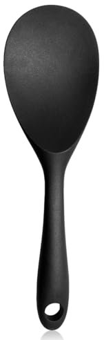 GLADFRESIT Rice Spoon Silicone, Plastic Rice Spoon Serving Spoons with Holes Comfortable Solid Spatula for Kitchen Tool Rice Porridge Soup