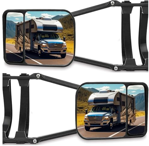 Riloer 2 Pezzi Specchio per Roulotte, Specchietti Esterni per Auto Camper Caravan, Specchi Supplementari Specchietto, Caravan Specchietti Laterali Aggiuntivi, Specchio di Traino Universale Regolabile