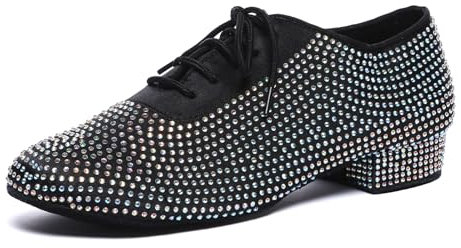 SWDZM Herren Praxis Ballroom Dance Schuhe Wildleder Sohle Lace-Up Salsa Professional Dancing Schuhe,Schwarz,EU 41