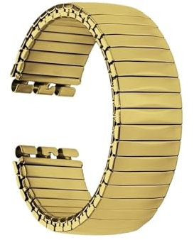 WUURAA For Swatch Edelstahl elastisches Uhrenarmband, Feder elastisches Uhrenarmband 17mm 20mm(Golden(Trapezoidal style),17mm)