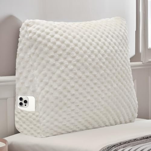 WUIOYNF Weiches Keilkissen Bett Großes Rückenkissen, bequem und stützend, Lesekissen Wandkissen Lendenkissen für Couch und Betten, Stützkissen, Nackenkissen mit abnehmbarem Bezug(Weiß-45x20x35cm)