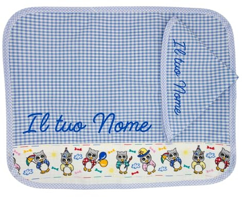 Frühstücksset 1+1 für Kindergarten | aus 100% Baumwolle | Tischset 48 x 38 cm Serviette 30 x 30 cm | personalisierbar mit Namen