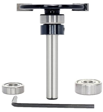 Akylin 3 in 1 Biscuit Jointer Router Bits, 1/4 Inch Shank Top Bearing Slot Cutter & 3 Bearing Set, Changeable Cutter for Biscuit Sizes #00, #10, #20, Tungsten Carbide Tipped