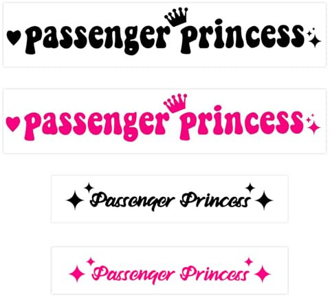 HANIUTTY Passenger Princess Sticker, 4 Stück Beifahrerprinzessin Aufkleber New Star Princess Car Mirror Sticker Stern Krone Netter wasserdichte Fahrzeugspiegelaufkleber, Fenster Rückspiegel Dekoration
