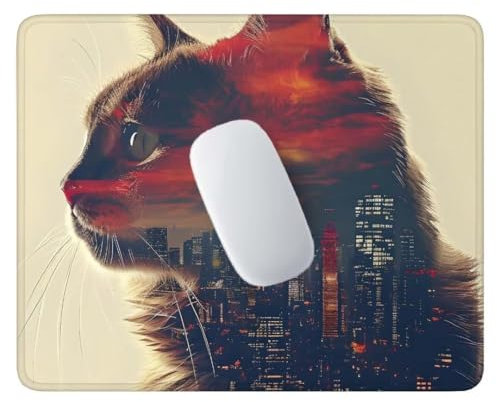 Gaming Mauspad 260x220x3 mm - Cat City Mauspad, Mousepad mit vernähten Kanten Wasserdicht und rutschfest, Schreibtischunterlage, Verbessert Präzision und Geschwindigkeit, Gaming Zubehör C-696