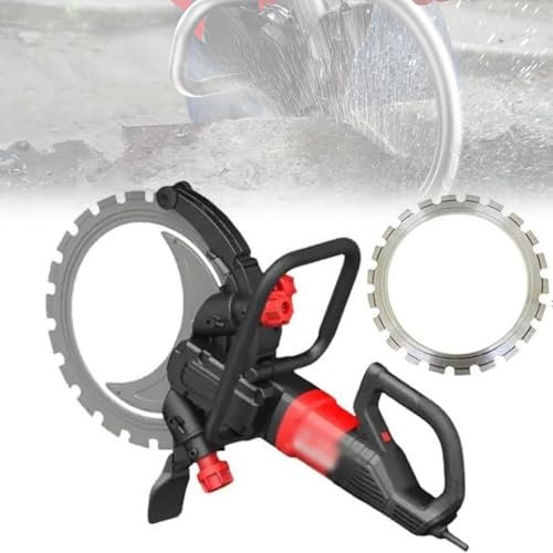 8900W Concrete Ring Saw, Portable Electric Wall Cutter With 2 Blade, 300 MM Cut Depth, With Linkage Water Pump, Brushless Groover for Stone, Metal, Stainless Steel, Marble
