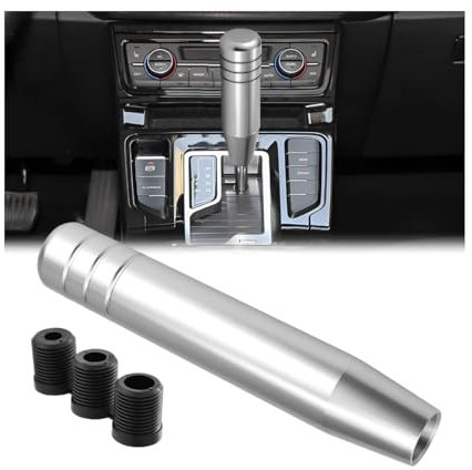 Adunsiaoto Auto Handschaltknauf, Universal Auto Schaltknauf, Schalthebelknauf Aus Aluminiumlegierung, Universal Aluminium Legierung Auto Manuelle Schaltung Knopf Griff Shifter Mit 3 Adaptern(Silber)