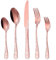 Besteck Set Roségold für 6 Personen, HONKKU 30-teiliges Edelstahl Besteckset, Essbesteck Set Spiegel Polierter mit Blumenmustern, Gabel Löffel Messer Set Spülmaschinenfest