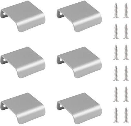 MOROBOR 6 Pack Cabinet Handles, Finger Edge Pulls Stainless Steel Invisible Wardrobe Pulls Drawer Edge Pulls Recessed Concealed Handles for Drawers Closets(38mm, Brushed Silver)